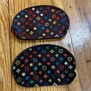 NWOT bundle of 2 Colorful Patterned makeup bags